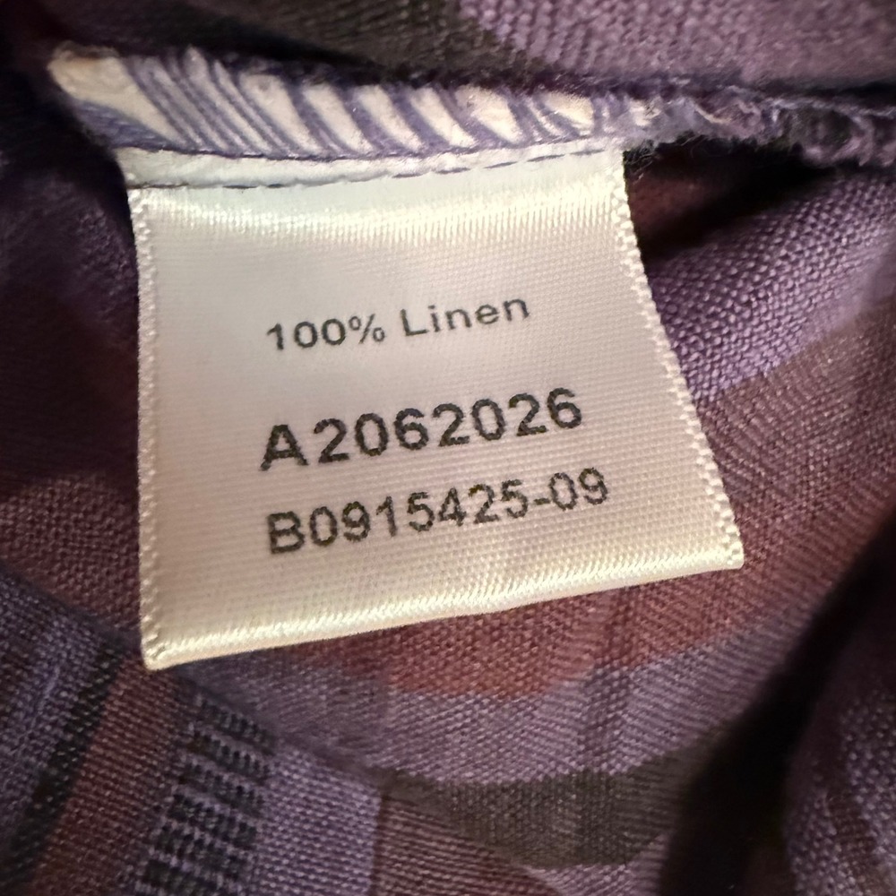 Kleen Women Purple Striped 100% Linen Asymmetrical Hem Top L Lagenlook Coastal - Picture 4 of 6